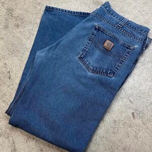 Carhartt Blue Wash Relaxed Fit Heavyweight Workwear Denim Jeans Size 36x30